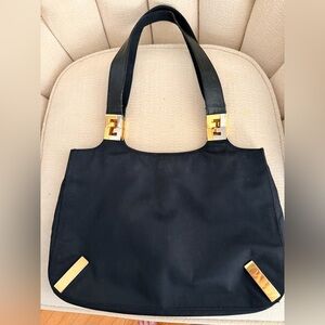 Fendi Vintage Lizard-Trimmed Shoulder Bag